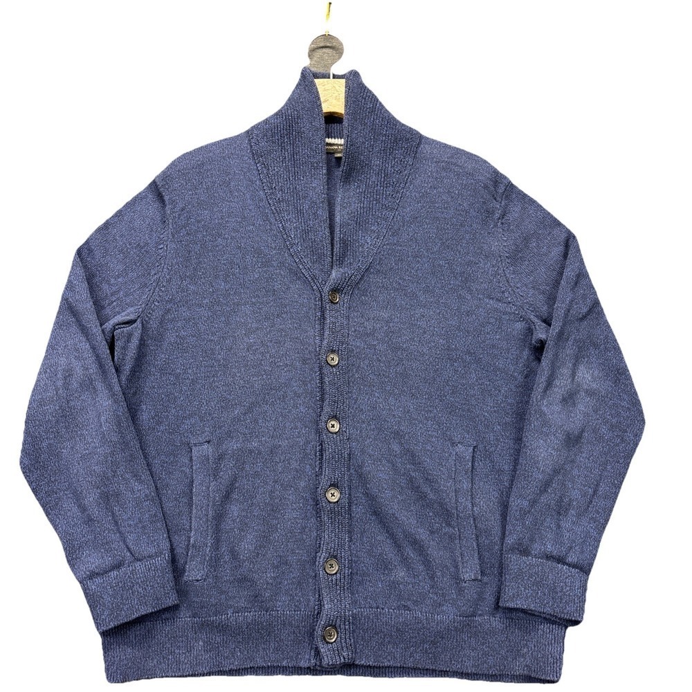 Banana Republic Cardigan Sweater‎ Mens XL Blue Grandpa Shawl Collar Button Up